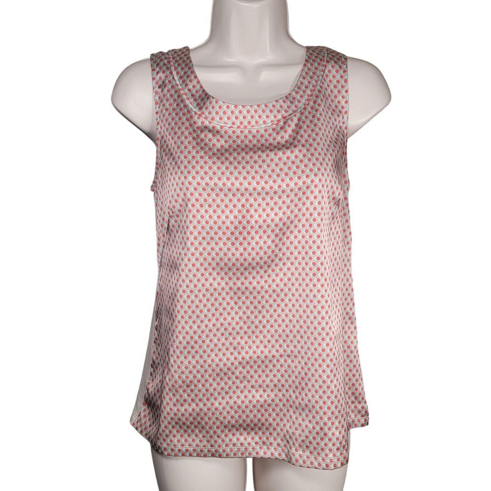 Ann Taylor Women's‎ Size XS Scoop Neck Satin Tank Top Red Blue Circles